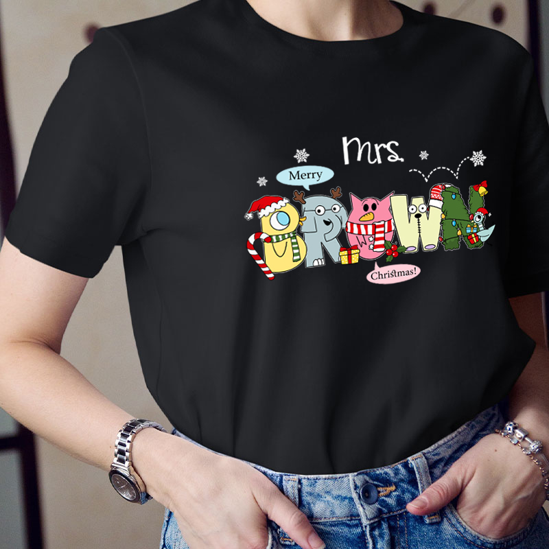 Personalized Name Merry Chrisrams Teacher T-Shirt