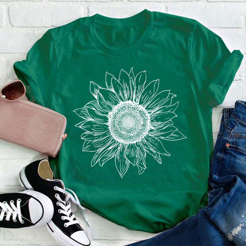Floral Sunflower Teacher T-Shirt