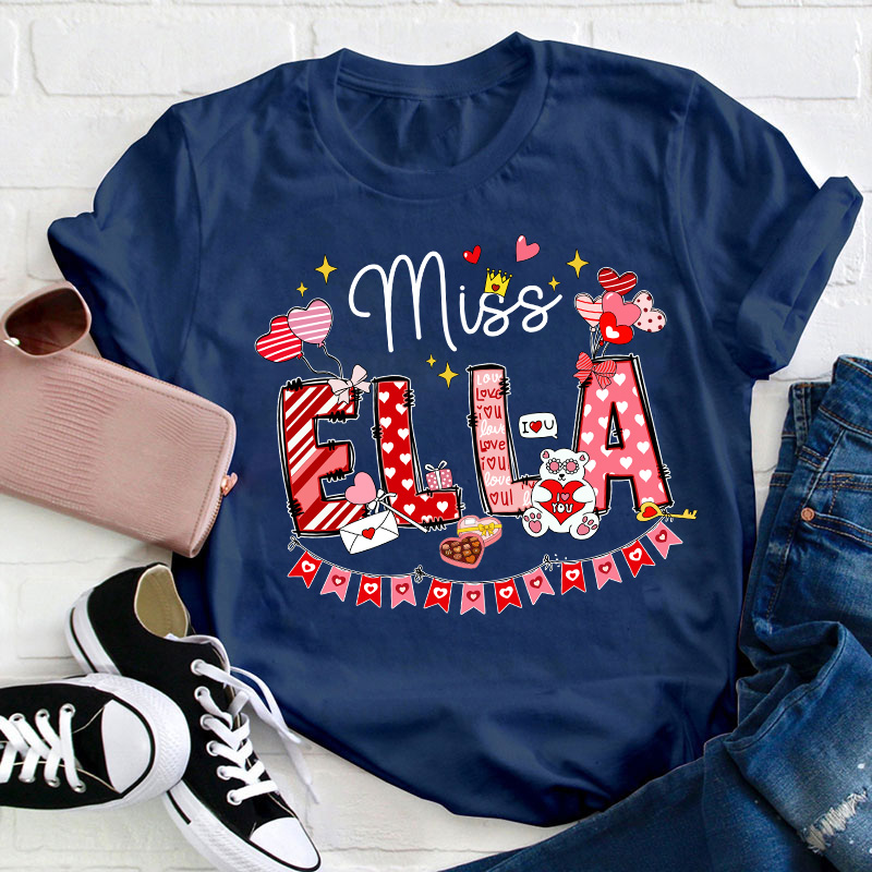 Personalized Valentines Day Teacher T-Shirt