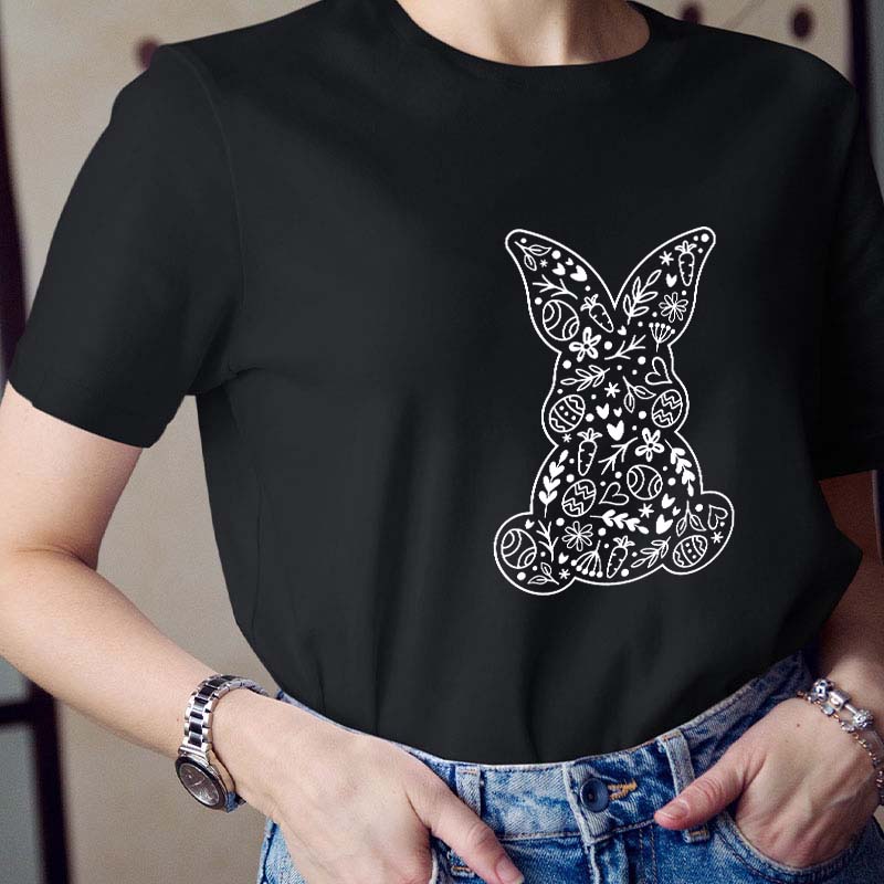 Floral Bunny Teacher T-Shirt
