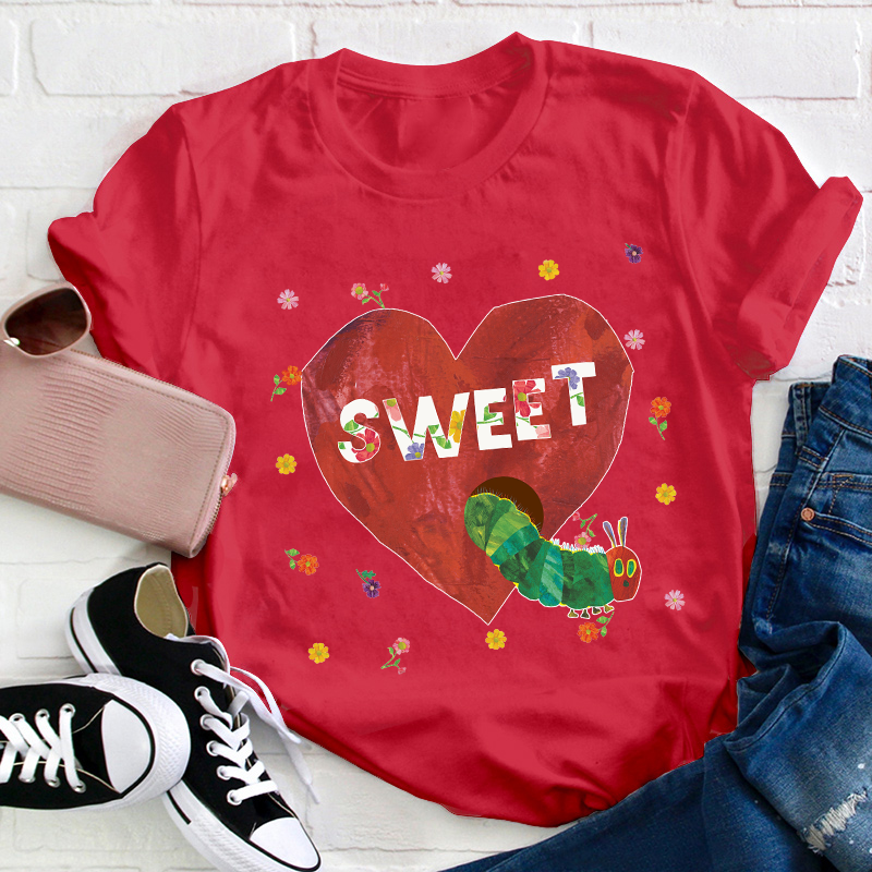 Sweet Heart Caterpillar Teacher T-Shirt