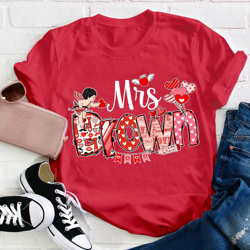 Personalized Valentine Cute Teacher T-Shirt