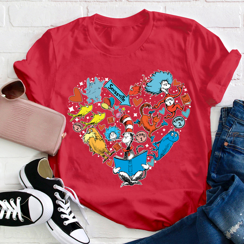 The Cat In The Hat Heart Teacher T-Shirt