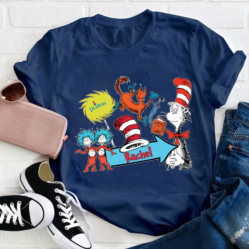Personalized Name The Cat In The Hat Teacher T-Shirt