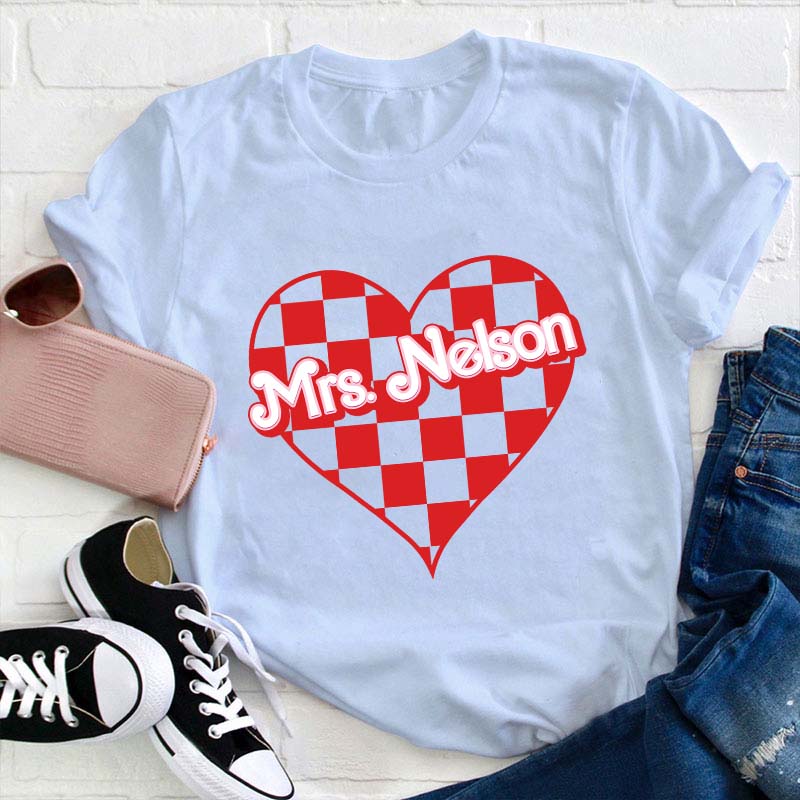 Personalized Name Heart Checker Teacher T-Shirt