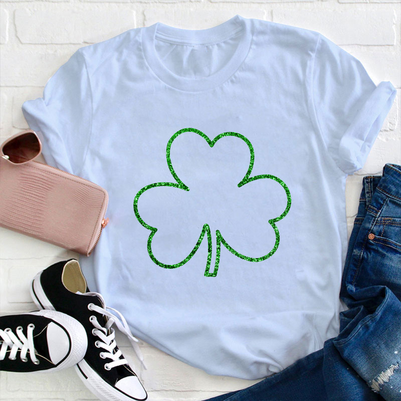 Glitter Shamrock Teacher T-Shirt