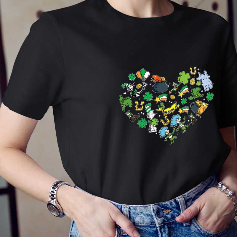 St Patrick Day Love Heart Teacher T-Shirt