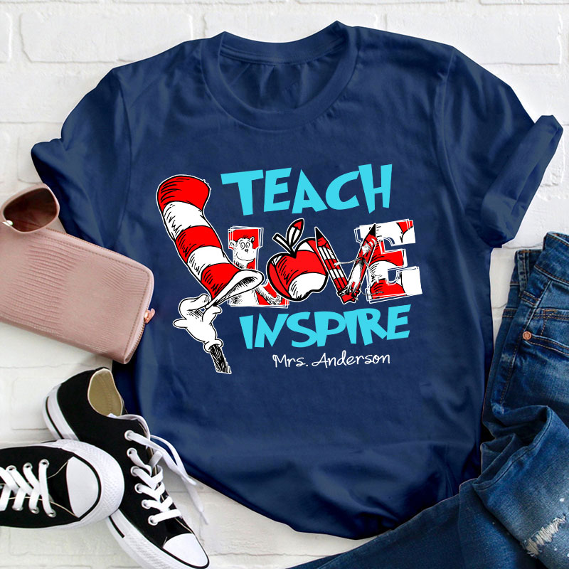 Personalized Teach Love Inspire Teacher T-Shirt