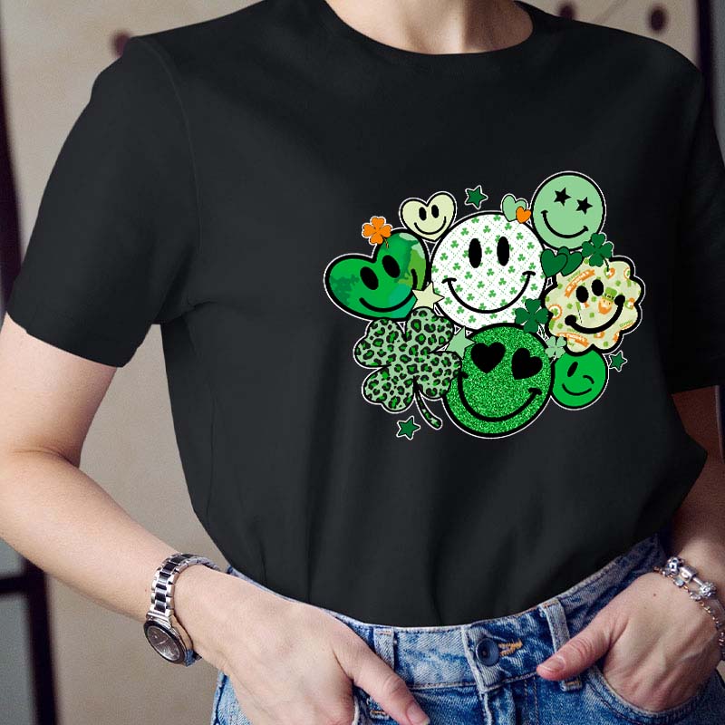 St Patricks Day Smiley Faces Teacher T-Shirt