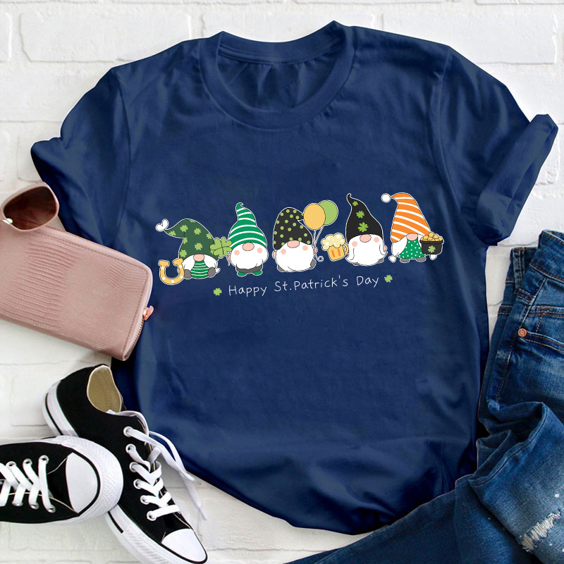 St Patricks Day Gnomes Teacher T-Shirt