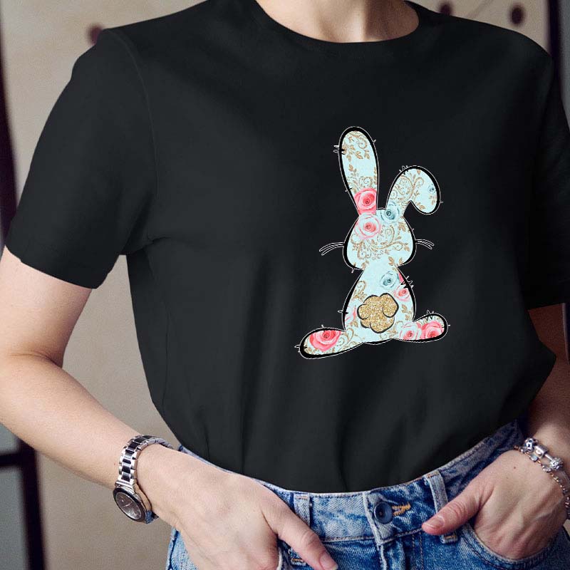 Floral Easter Bunny Teacher T-Shirt