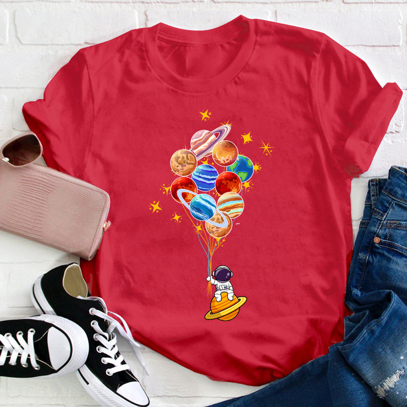 Space Balloon Astronaut Space Teacher T-Shirt
