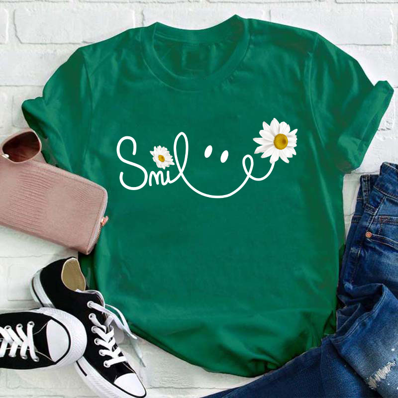 Daisy Smile Face Teacher T-Shirt