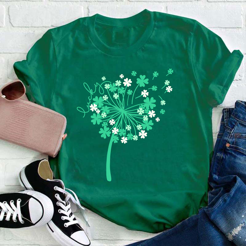 St Patricks Day Dandelion Teacher T-Shirt