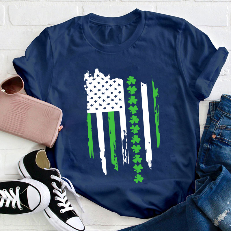 Happy St Patricks Day Flag Teacher T-Shirt