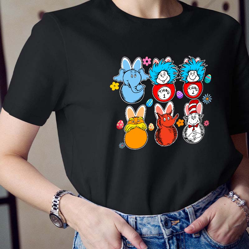 Easter Cartoon Bunny Teacher T-Shirt