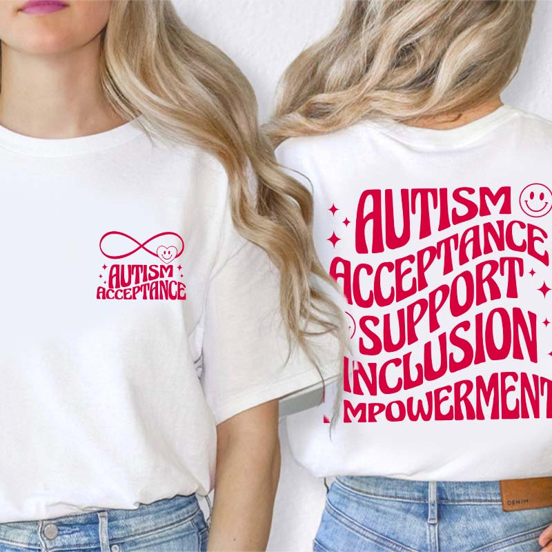 Autism Acceptance Teacher Two Sided T-Shirt