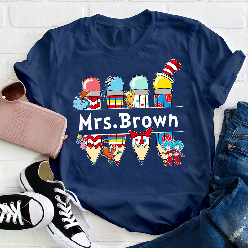 Personalized Name Reading Thing Teacher T-Shirt