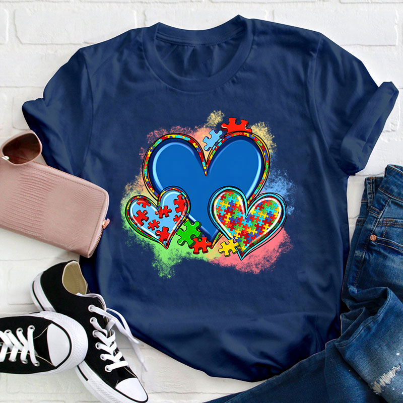 Autism Heart Neurodiversity Teacher T-Shirt
