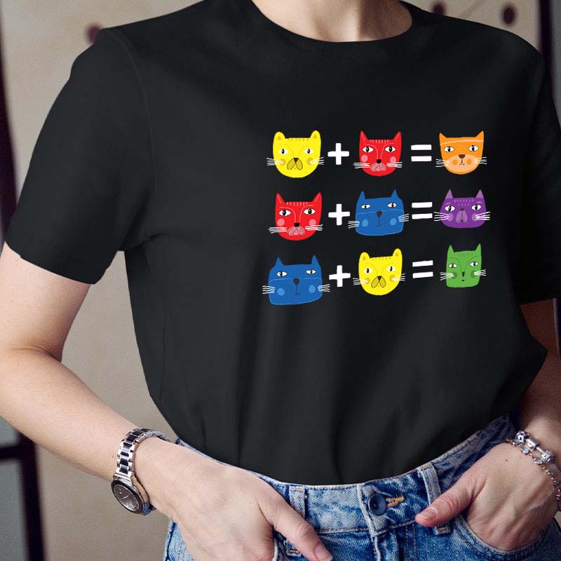 Cat Themed Color Theory Teacher T-Shirt