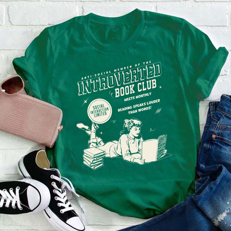 Introverted Book Club Bookish Teacher T-Shirt