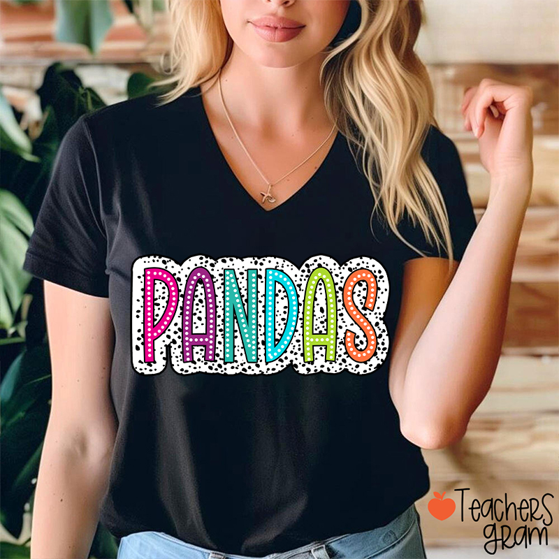 Personalized Mascot Polka Dot Game Day Teacher Female V-Neck T-Shirt