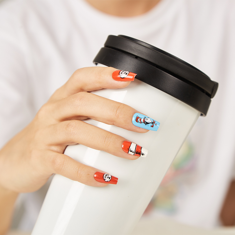 24 pcs Children's Book Thing One And Thing Two Teacher Fake Nail