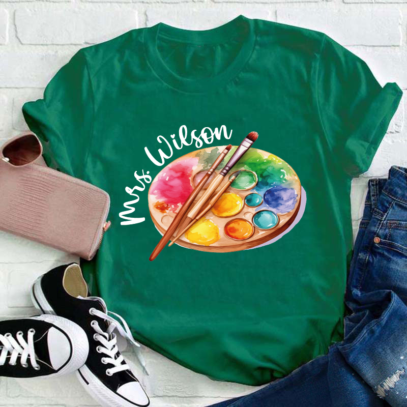 Personalized Artist Palette Teacher T-Shirt