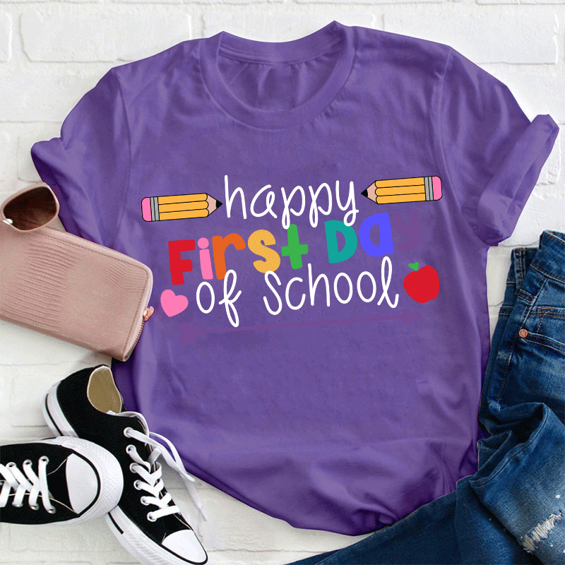 Happy First Day Of School Two Pencils  T-Shirt