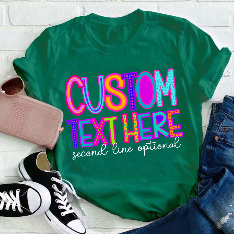 Personalized Name Neon Lights Teacher T-Shirt