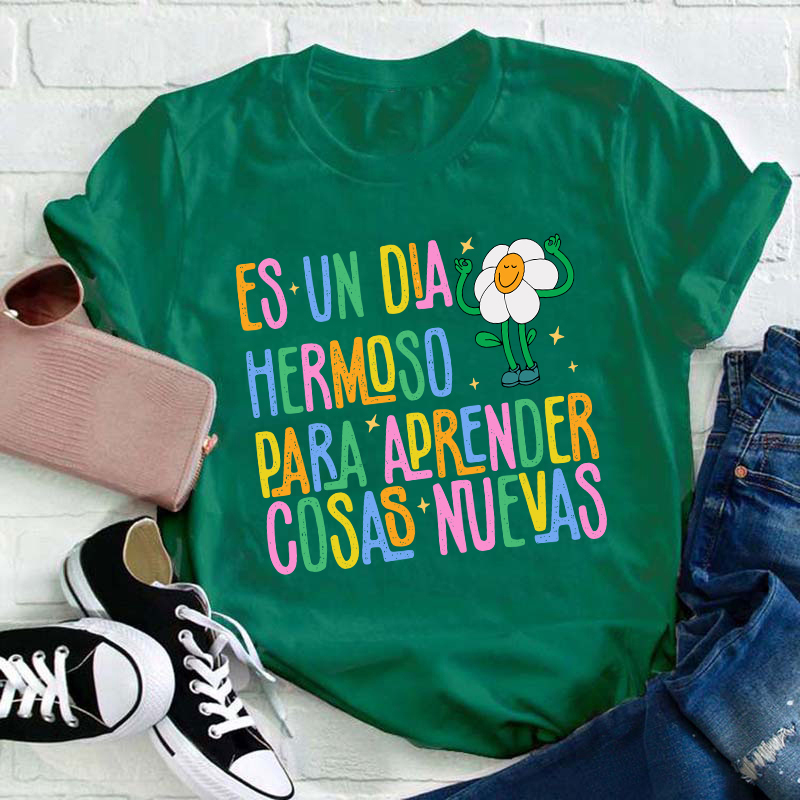 Es Un Dia Hermoso Para Aprender Cosas Nuevas Spanish Teacher T-Shirt