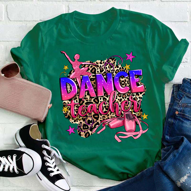 Leopard Print Pink Dance Teacher T-Shirt