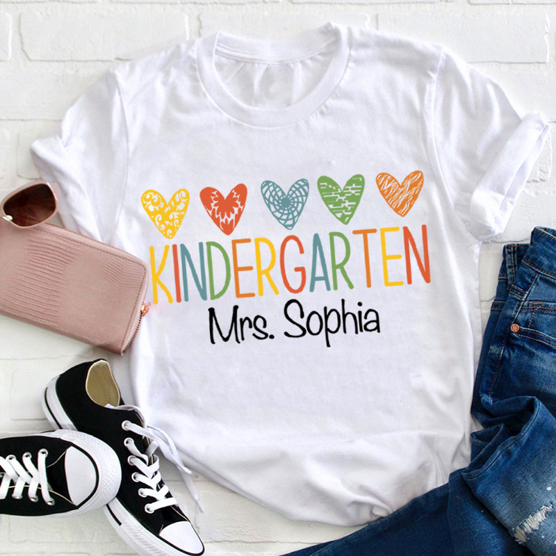 Personalized Grade And Name Kindergarten Teacher T-Shirt