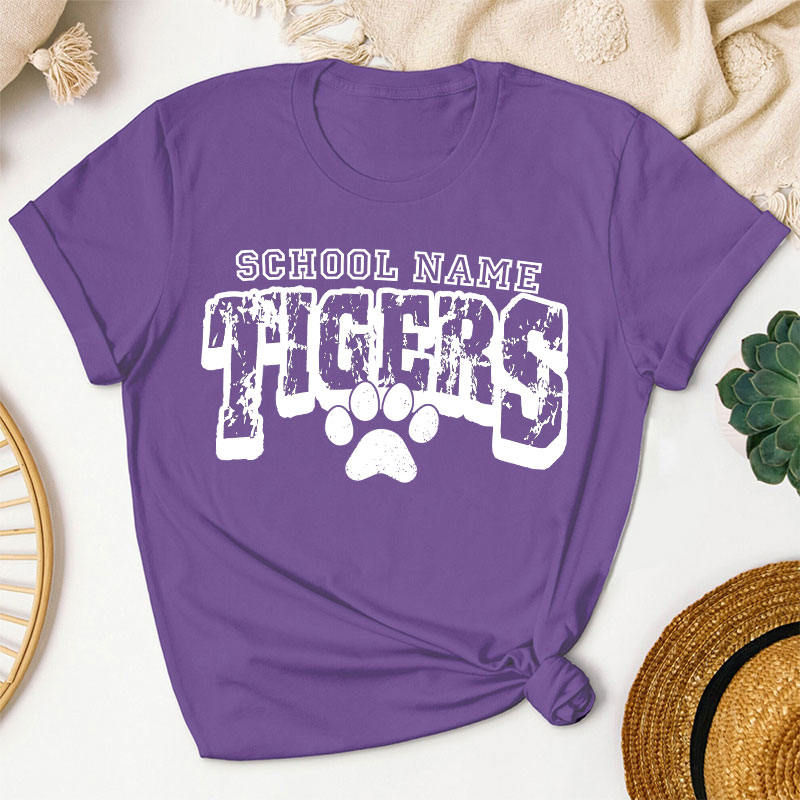 Personalized School Name Mascot And Paw Teacher T-Shirt