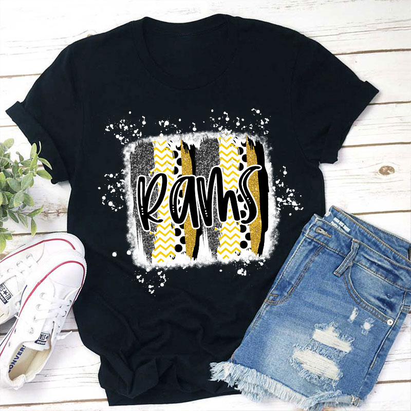 Personalized Brush Stroke Bleached Spirit Mascot Teacher T-Shirt