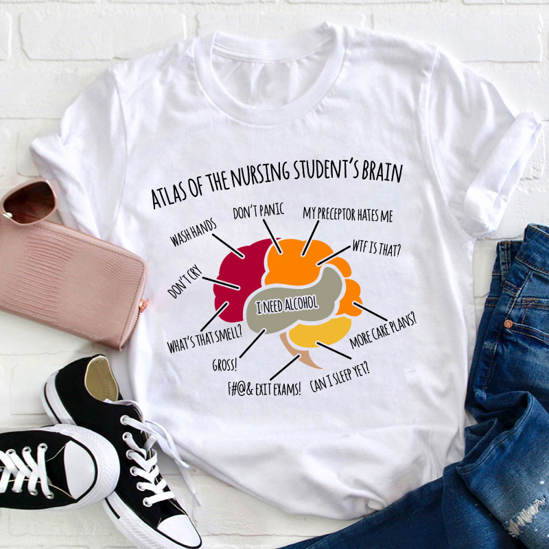 Atlas Of The Nursing Student's Brain Nurse T-Shirt Sale-Teachersgram