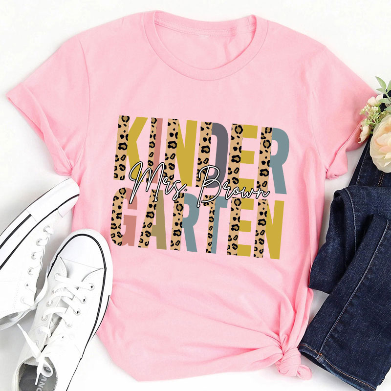 Personalized Comfort Color Leopard Teacher T-Shirt