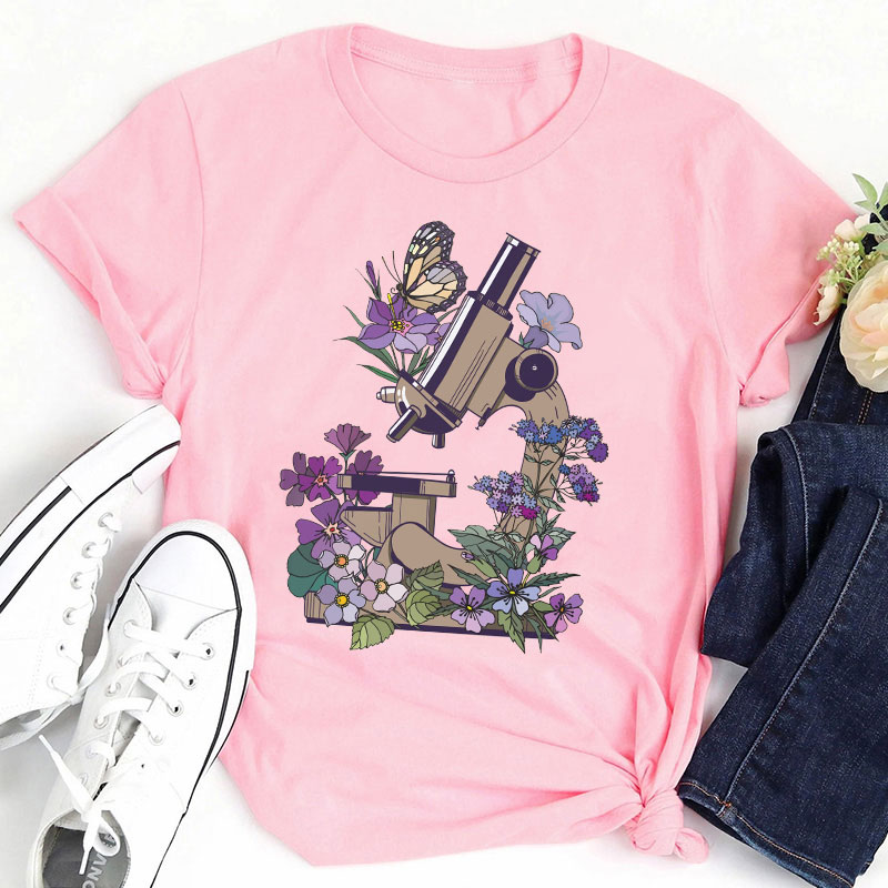Science Flower Microbiology Teacher T-Shirt