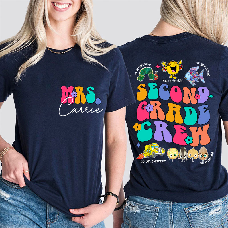 Personalized Learn These Qualities From Your Children's Book Friends Teacher Two Sided T-Shirt