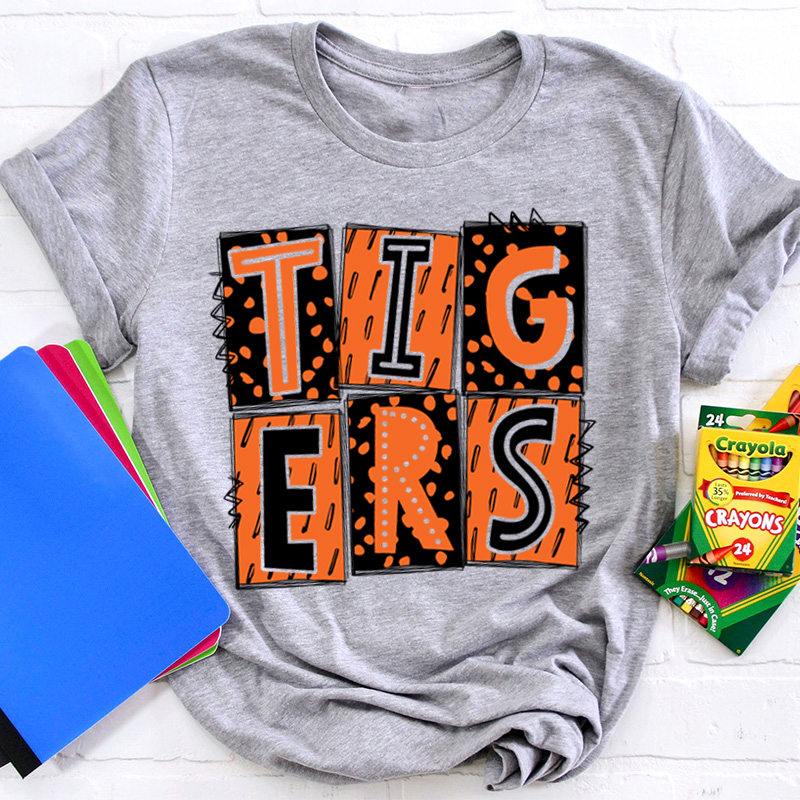 Personalized Color Graffiti Effect Mascot Teacher T-Shirt