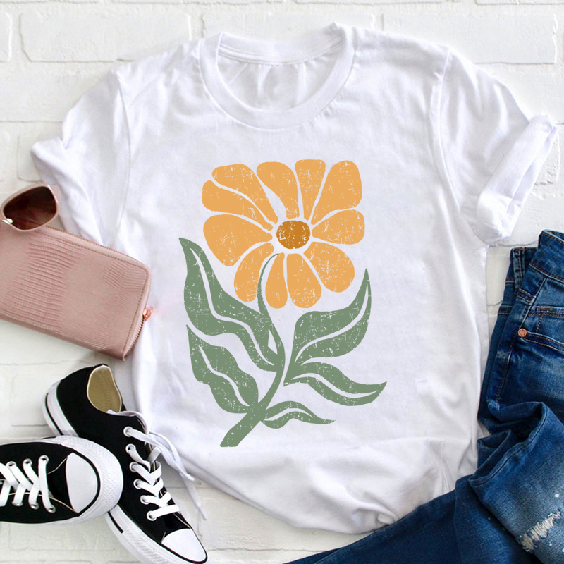 Boho Daisy Flower Teacher T-Shirt
