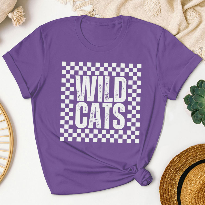 Personalized School Spirit Mascot Simple Lattice Design Teacher T-Shirt