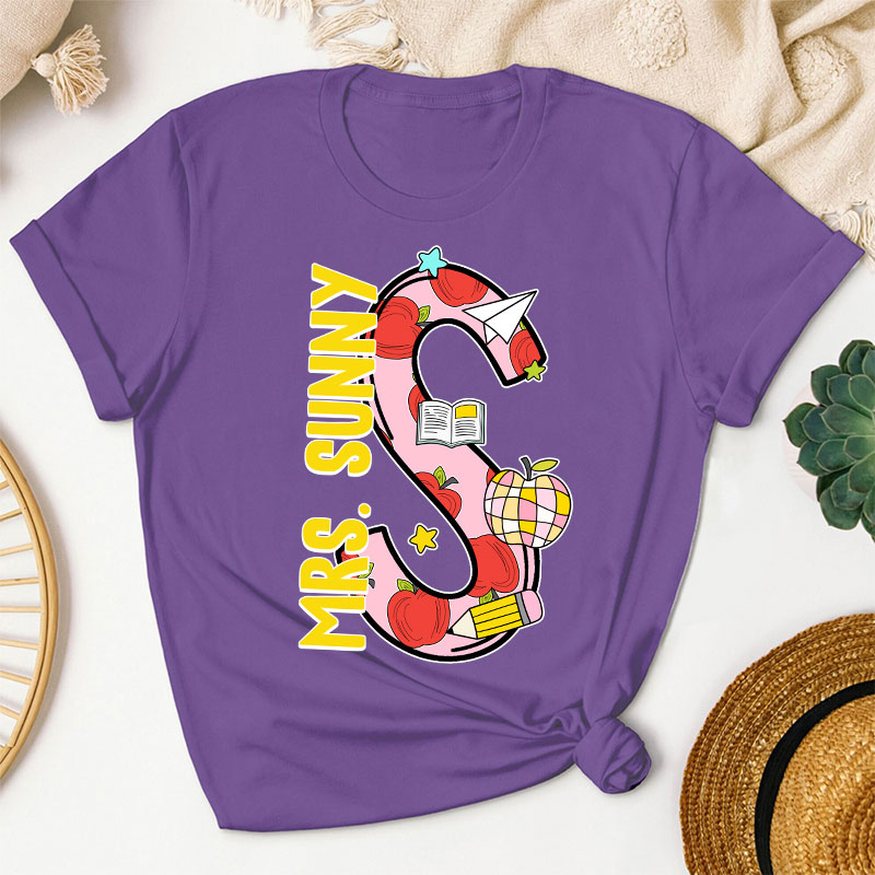 Personalized Teacher's Name Unique Initials Design Teacher T-Shirt