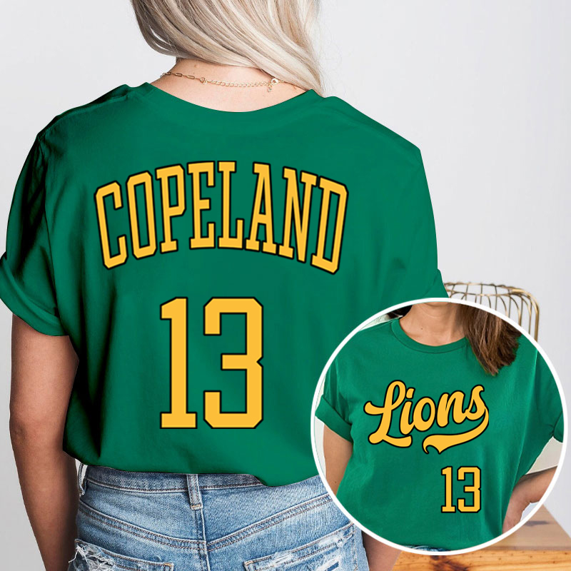 Personalized  Mascot And Your Number Simple Font Design Teacher Two Sided T-Shirt