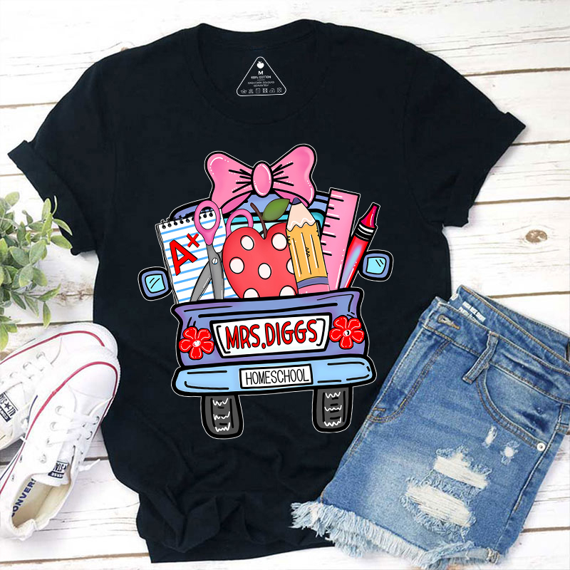 Personalized School Truck Teacher Name Teacher T-Shirt