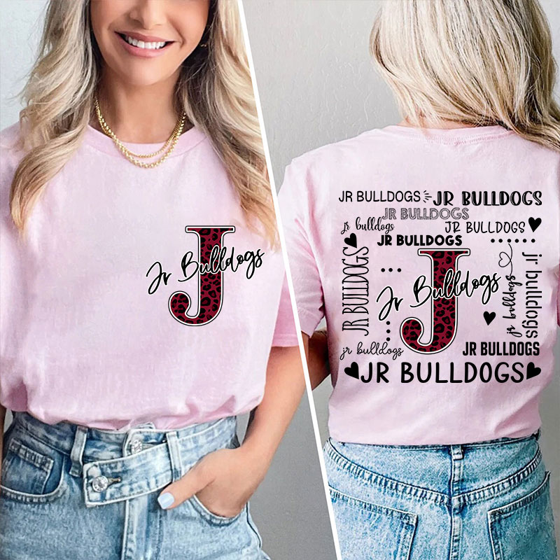 Personalized Leopard School Mascot Teacher Two Sided T-Shirt