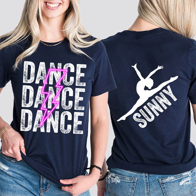 Personalized Pink Lighting Dance Teacher Two Sided T-Shirt
