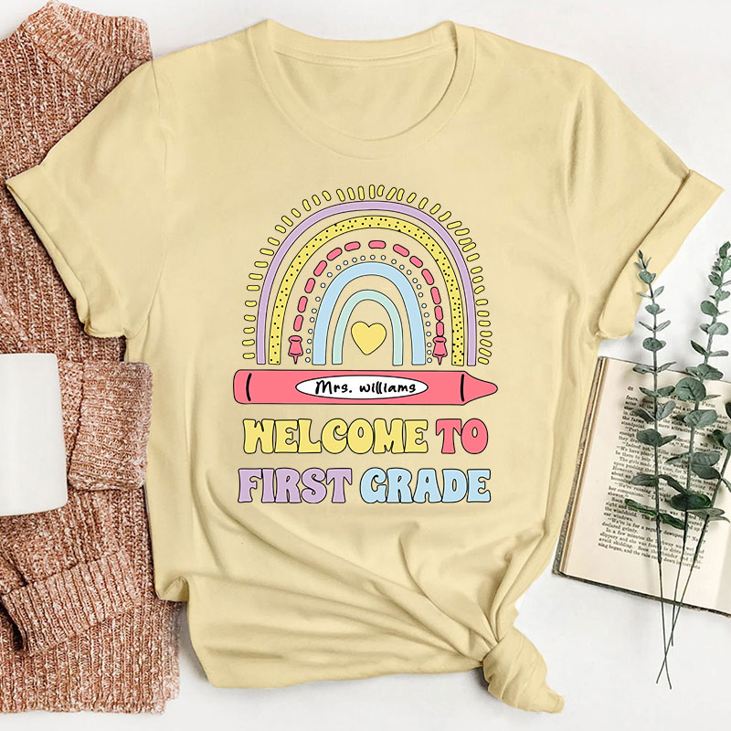 Personalized Cute Rainbow Teacher T-Shirt