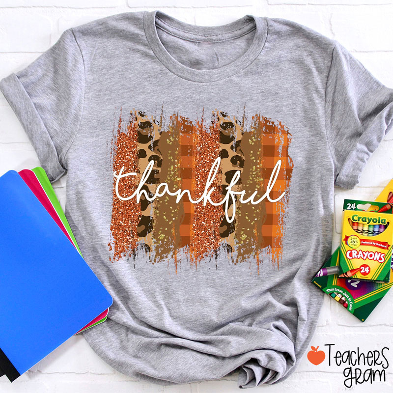 Thankful Leopard Teacher T-Shirt