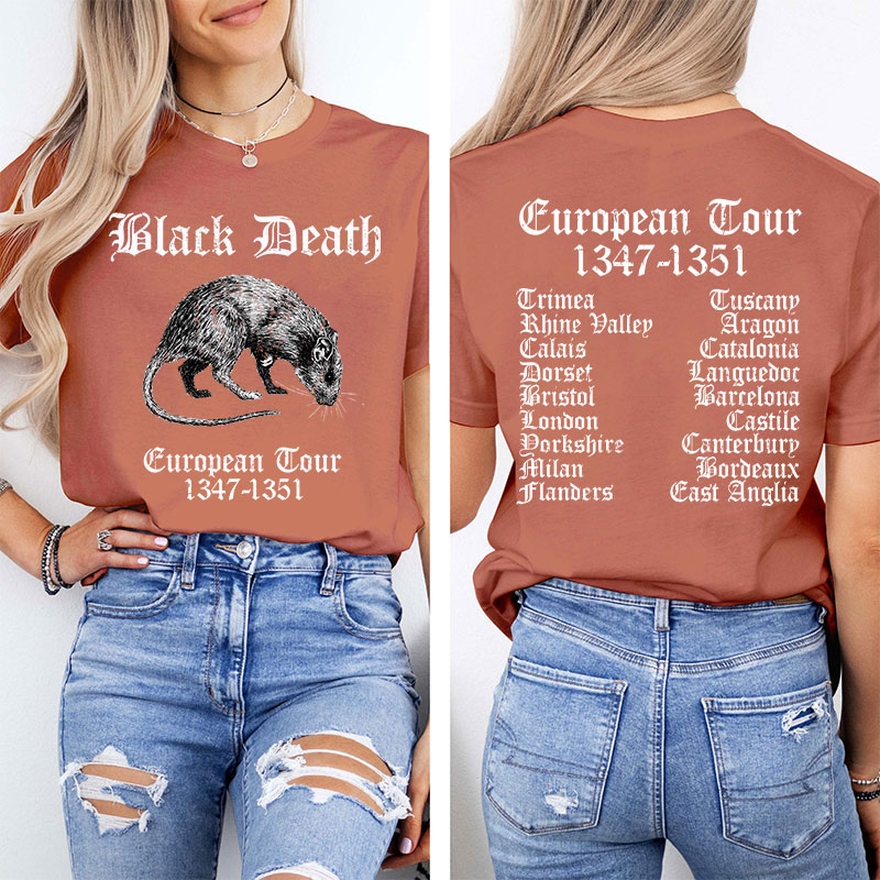 Black Death European Tour Teacher Two Sided T-Shirt